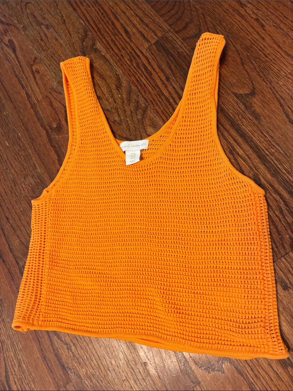 Crochet Knit Tank Top in Vibrant Orange - house of Harlow